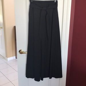Black Belted Palazzo Wide Leg Culotte Pants EUC